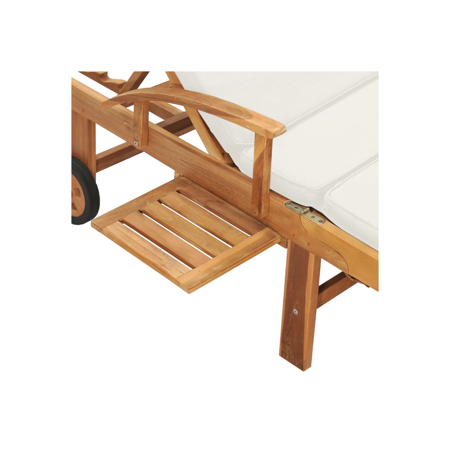 Chaise longue pour soleil avec coussin en teck massif crème