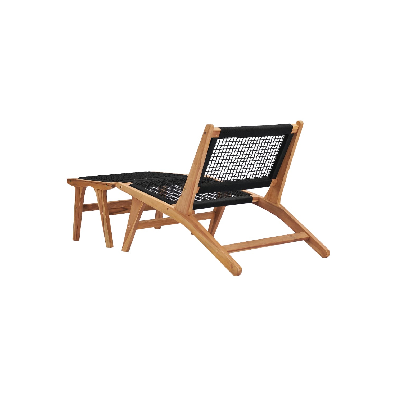 vidaXL Sun Lounger with Footrest Solid Teak Wood and Rope