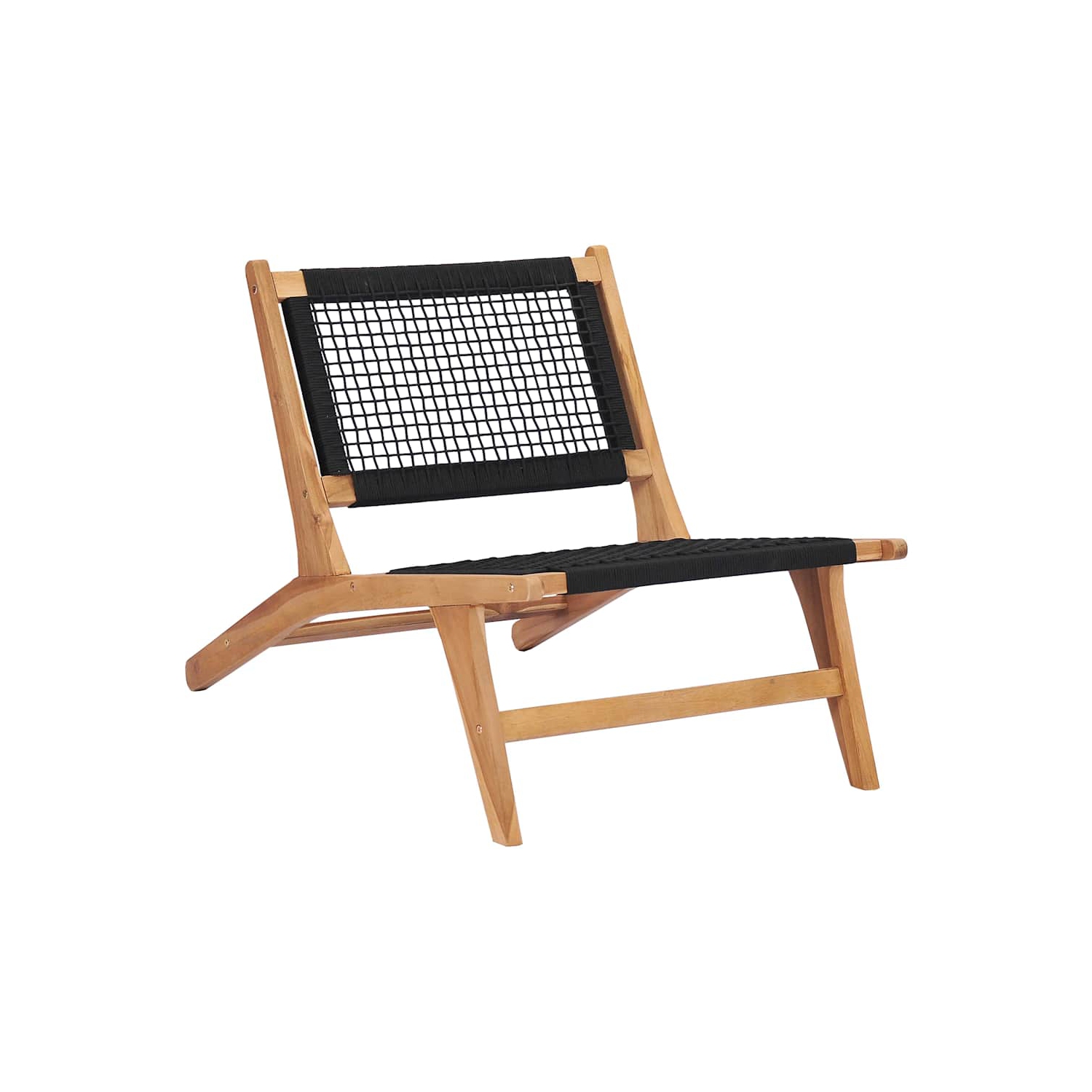 vidaXL Sun Lounger with Footrest Solid Teak Wood and Rope