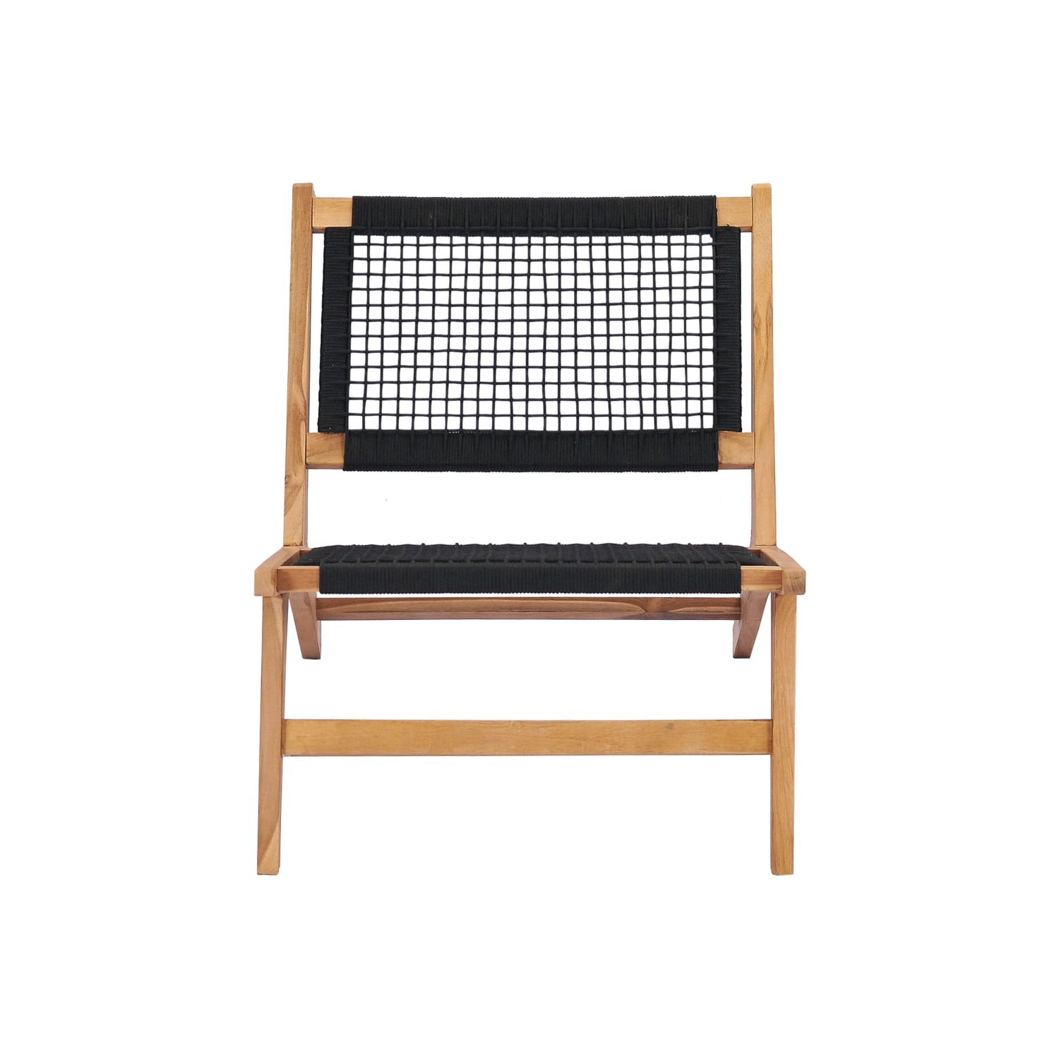 vidaXL Sun Lounger with Footrest Solid Teak Wood and Rope