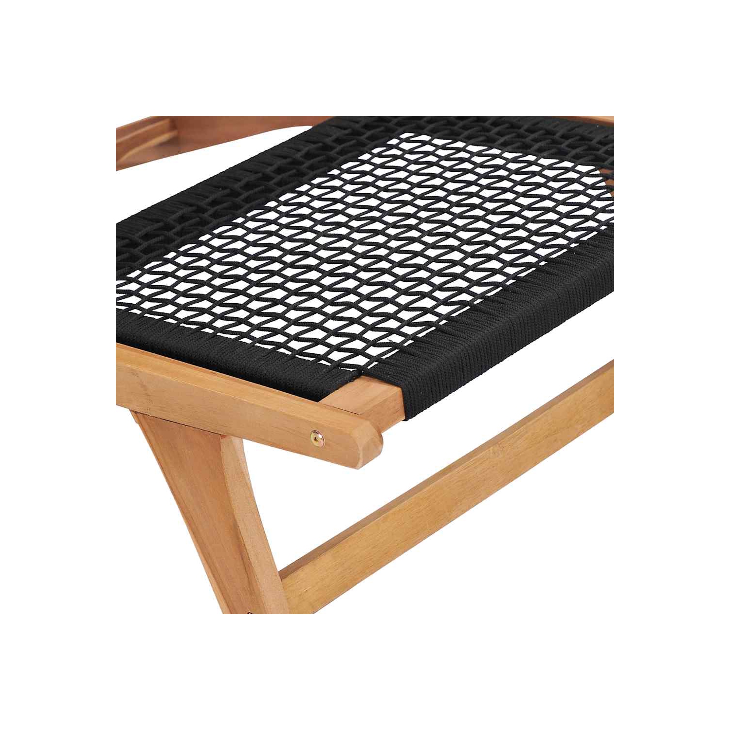 vidaXL Sun Lounger with Footrest Solid Teak Wood and Rope