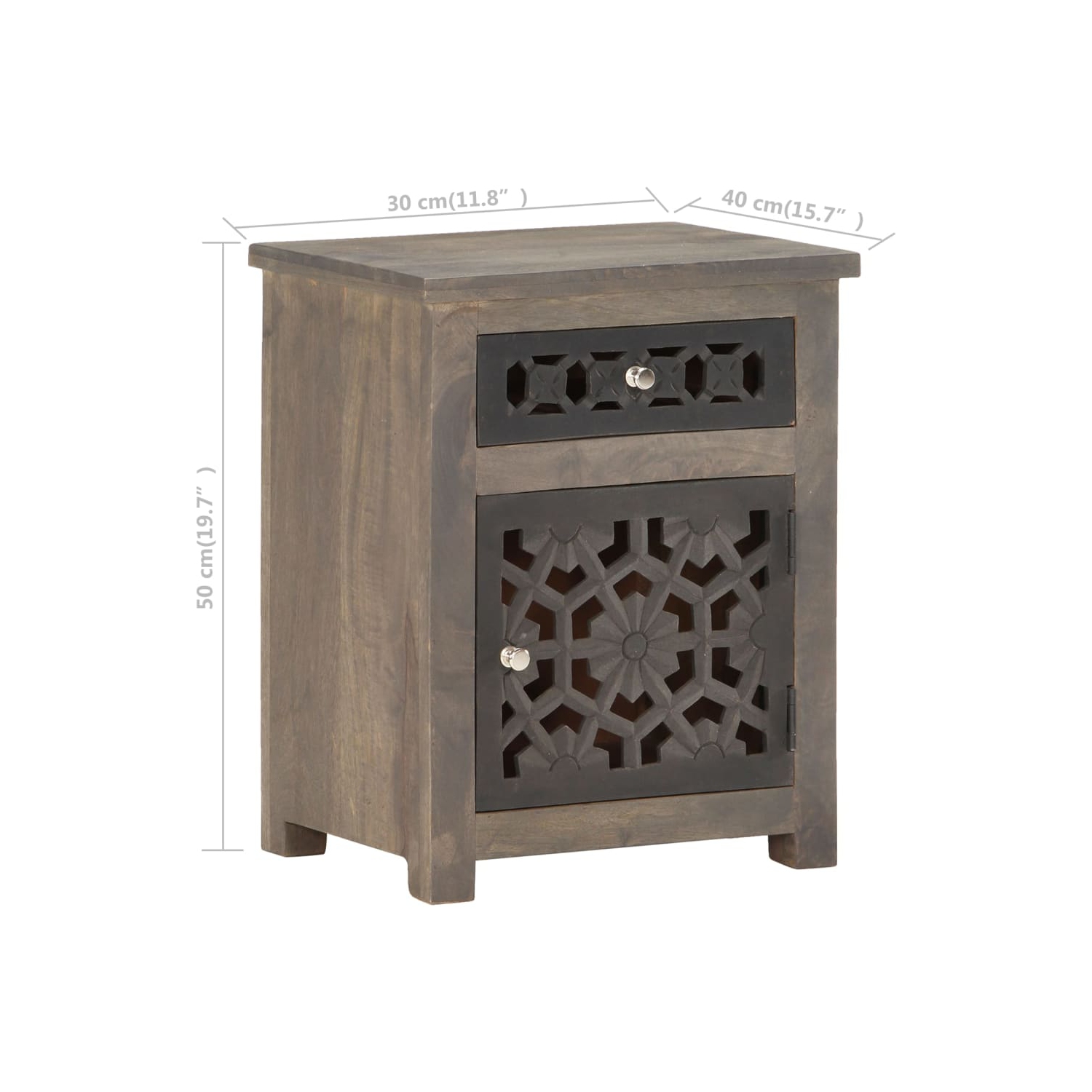 vidaXL Bedside Cabinet 40x30x50 cm Solid Mango Wood