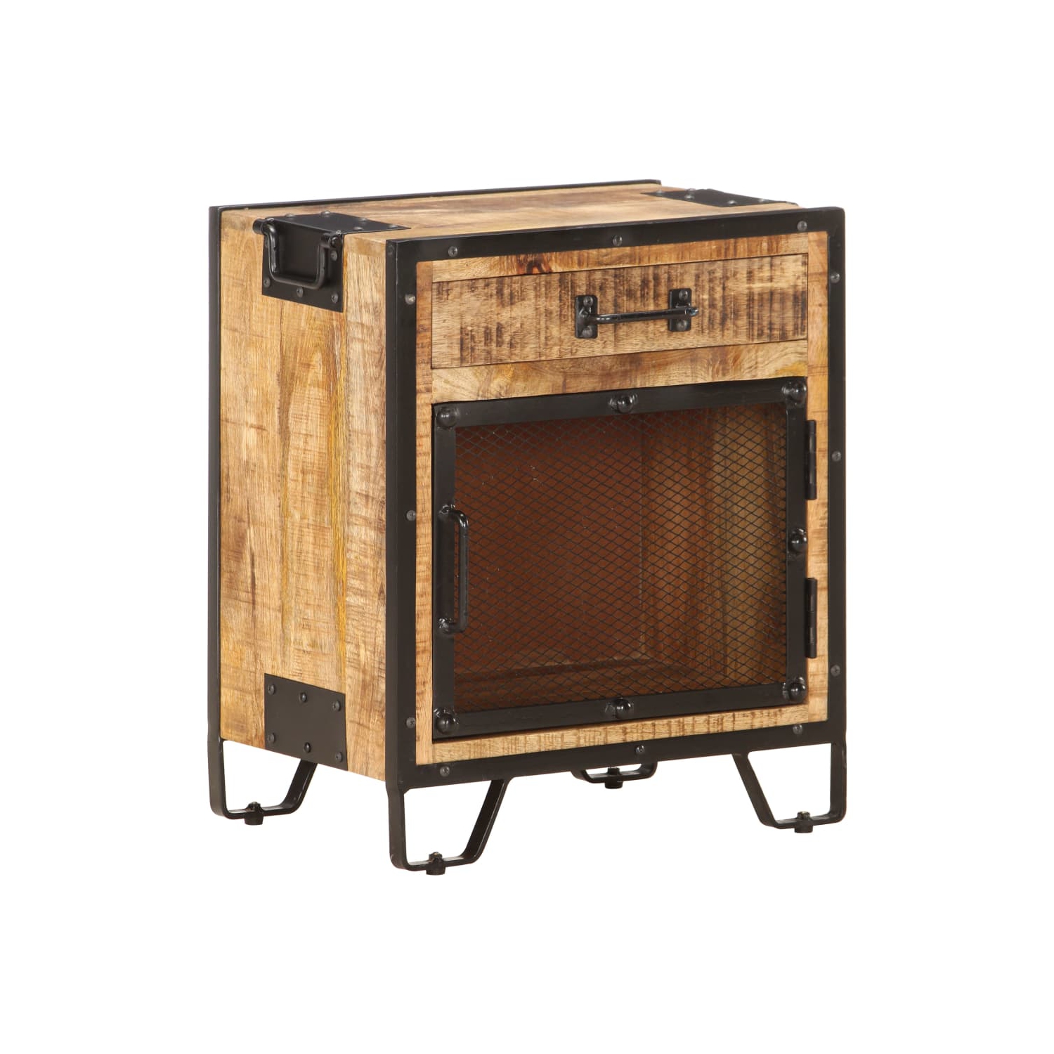 vidaXL Bedside Cabinet 43x30x51 cm Solid Rough Mango Wood