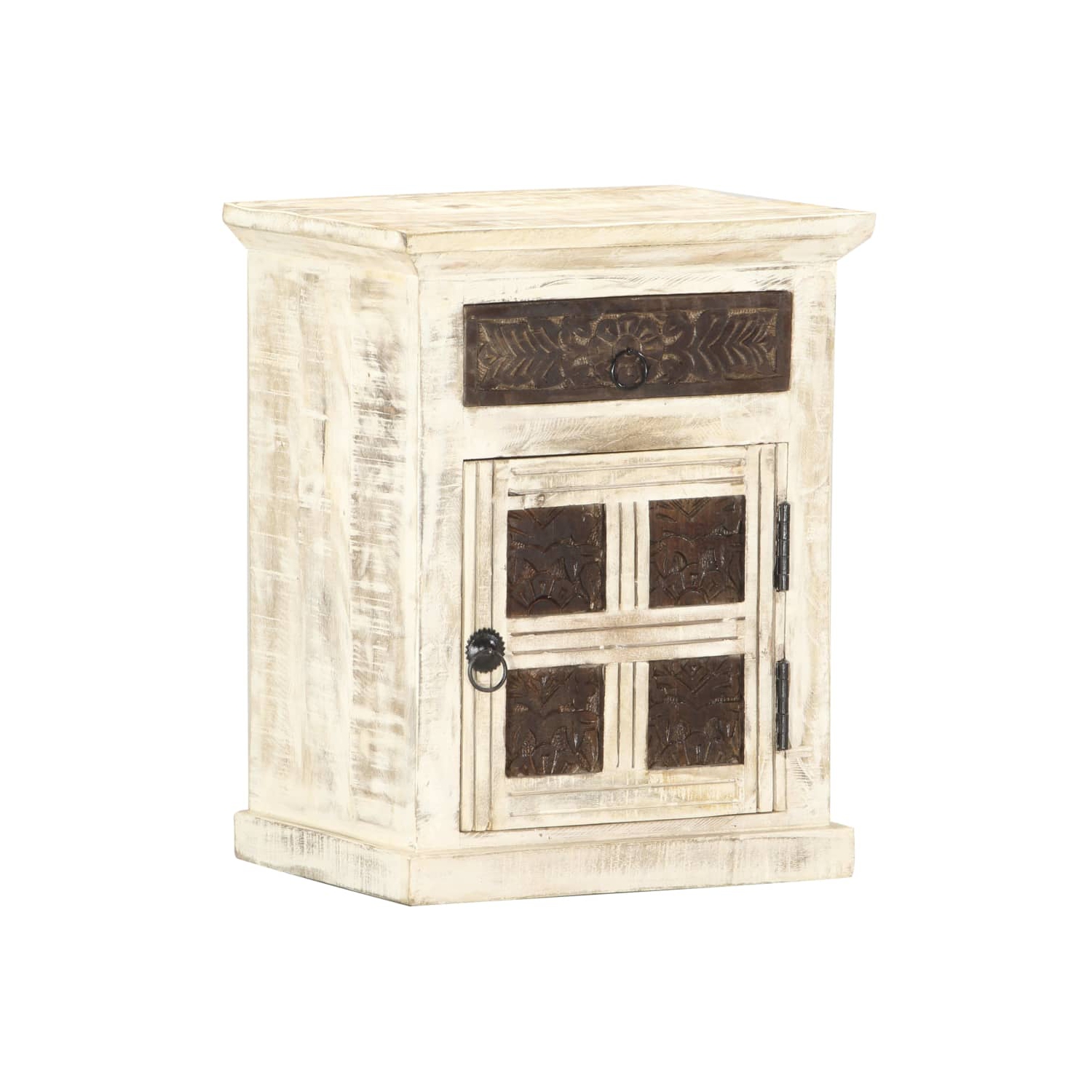 vidaXL Bedside Cabinet White 40x30x50 cm Solid Mango Wood