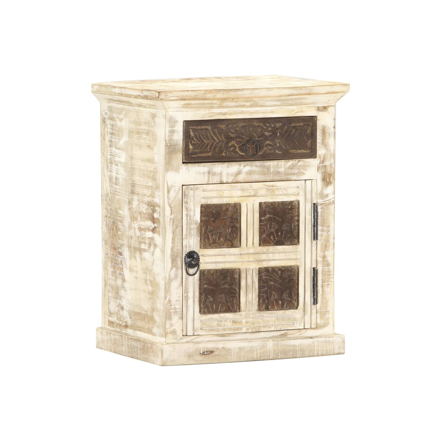 vidaXL Bedside Cabinet White 40x30x50 cm Solid Mango Wood