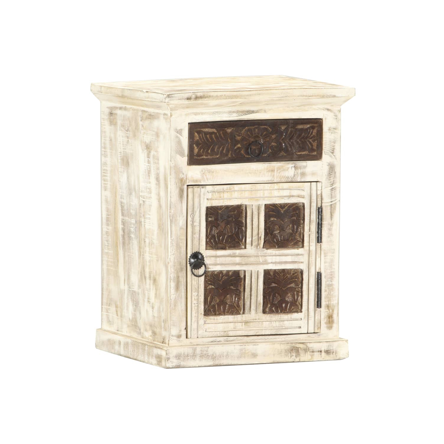 vidaXL Bedside Cabinet White 40x30x50 cm Solid Mango Wood