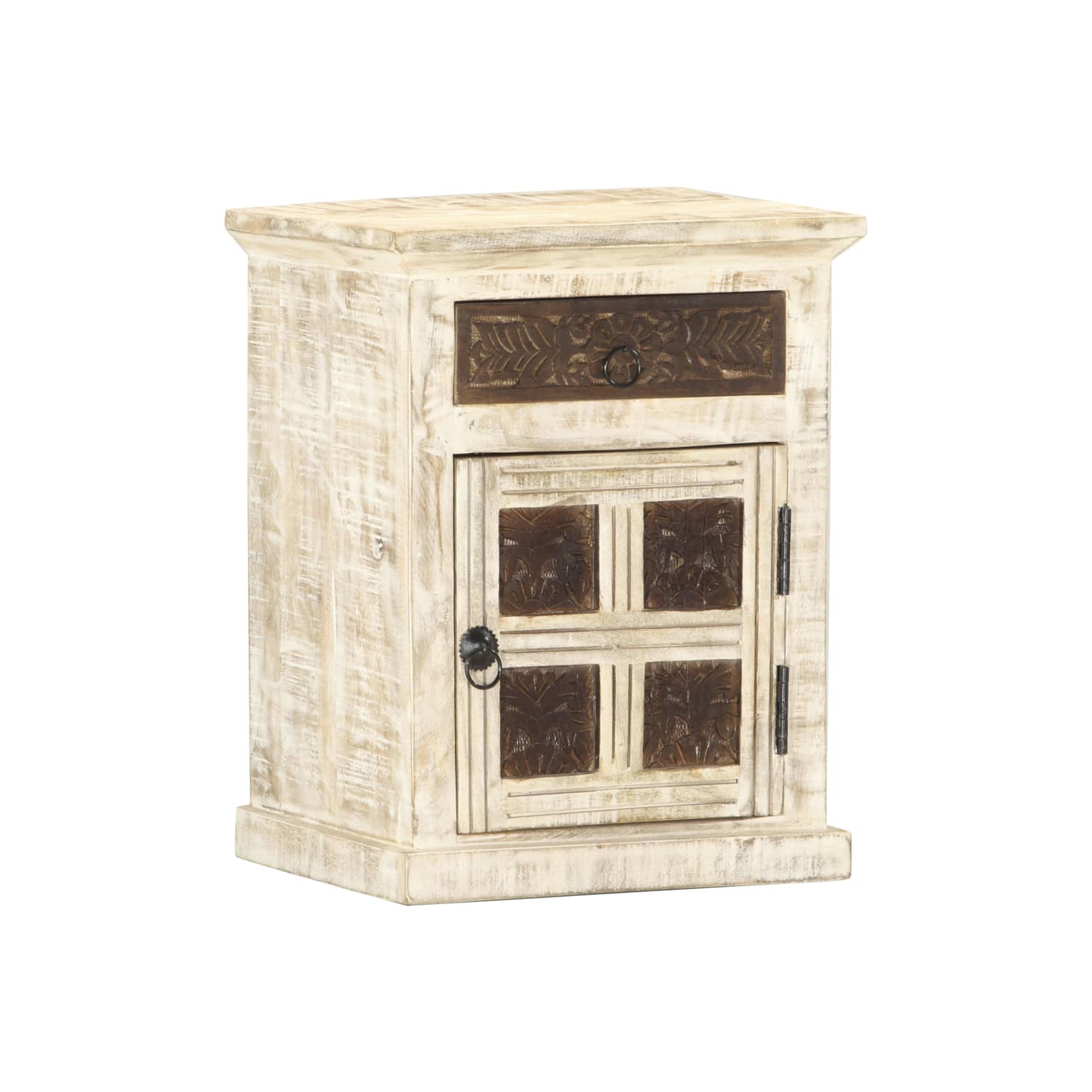 vidaXL Bedside Cabinet White 40x30x50 cm Solid Mango Wood