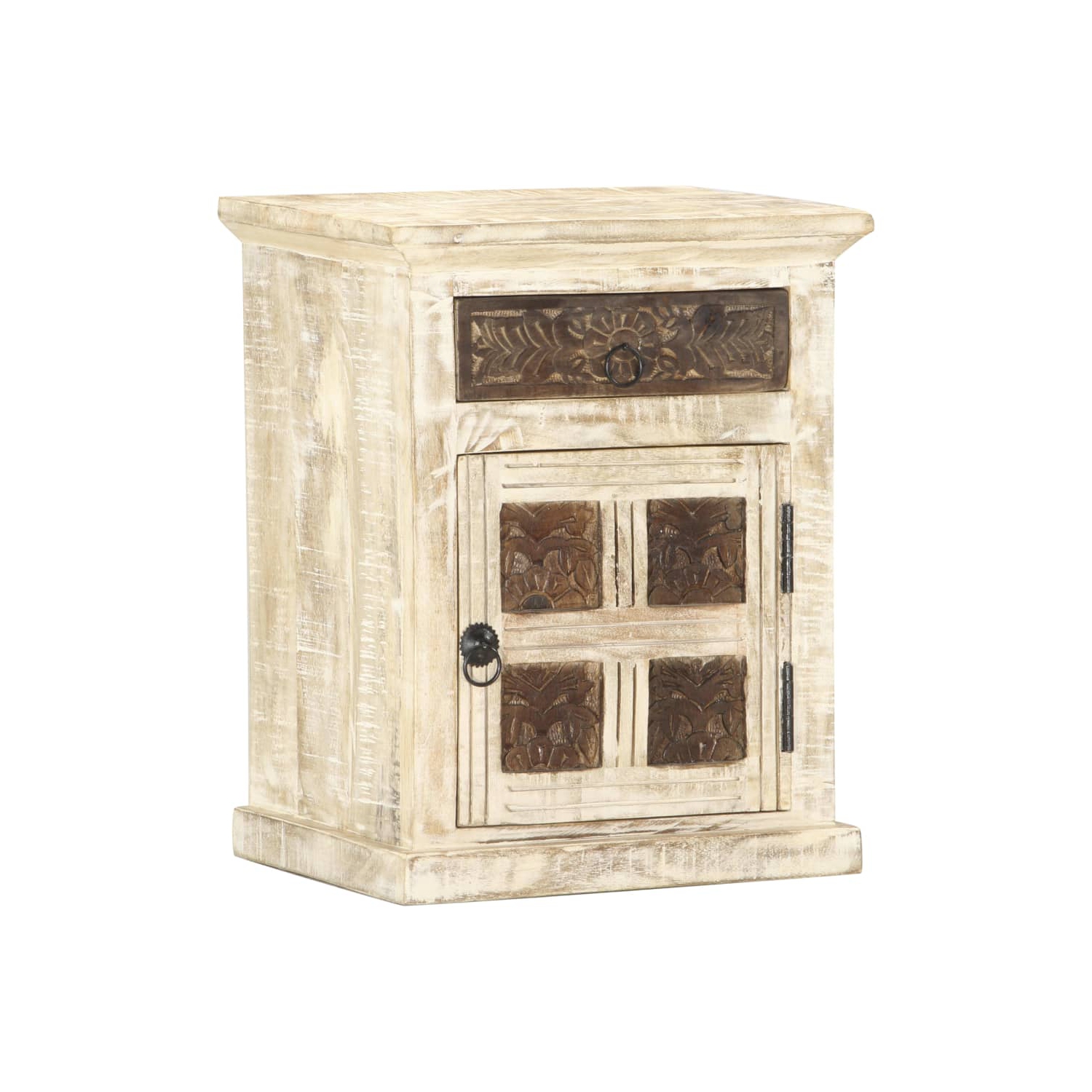 vidaXL Bedside Cabinet White 40x30x50 cm Solid Mango Wood