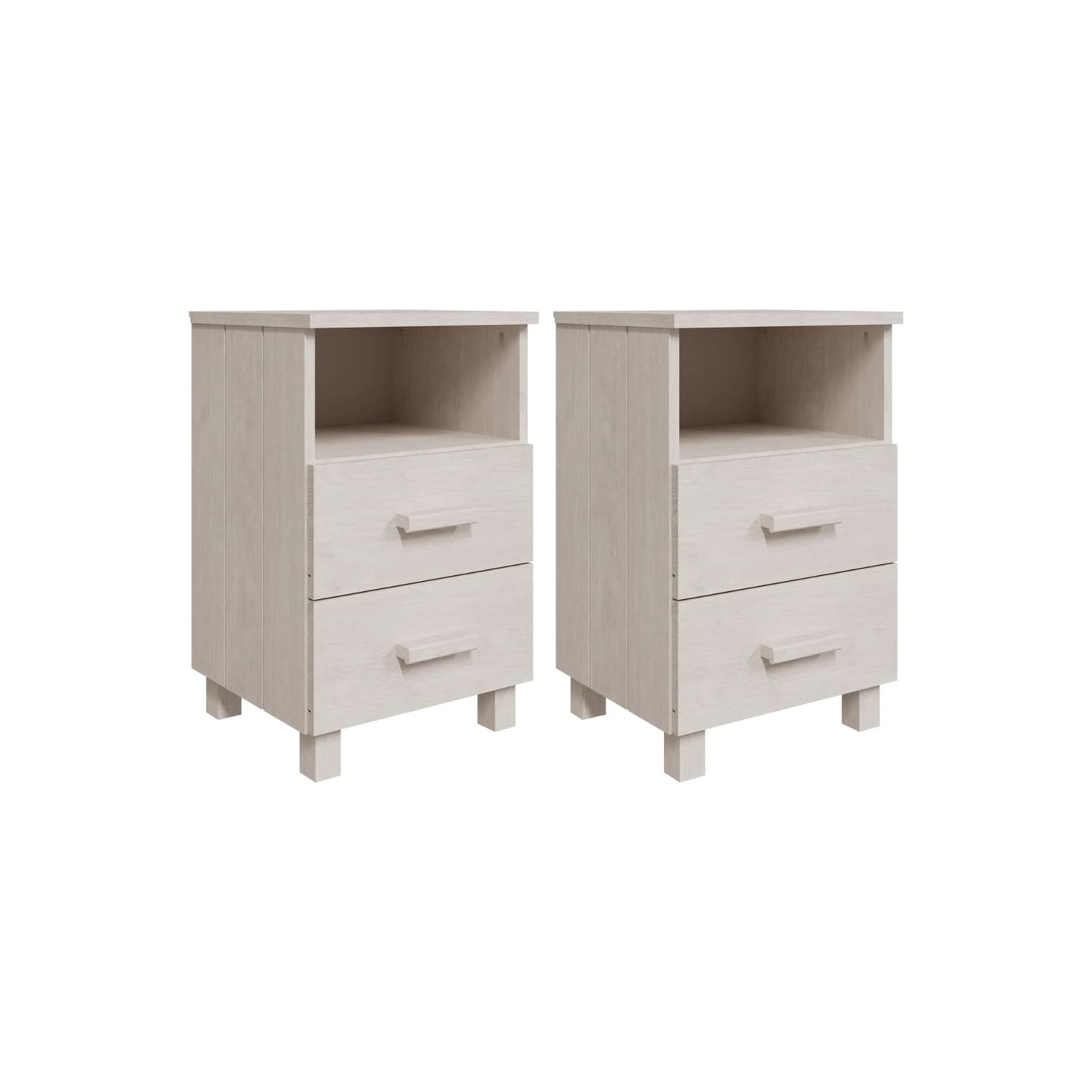 vidaXL Bedside Cabinets HAMAR 2 pcs White 40x35x62 cm Solid Wood