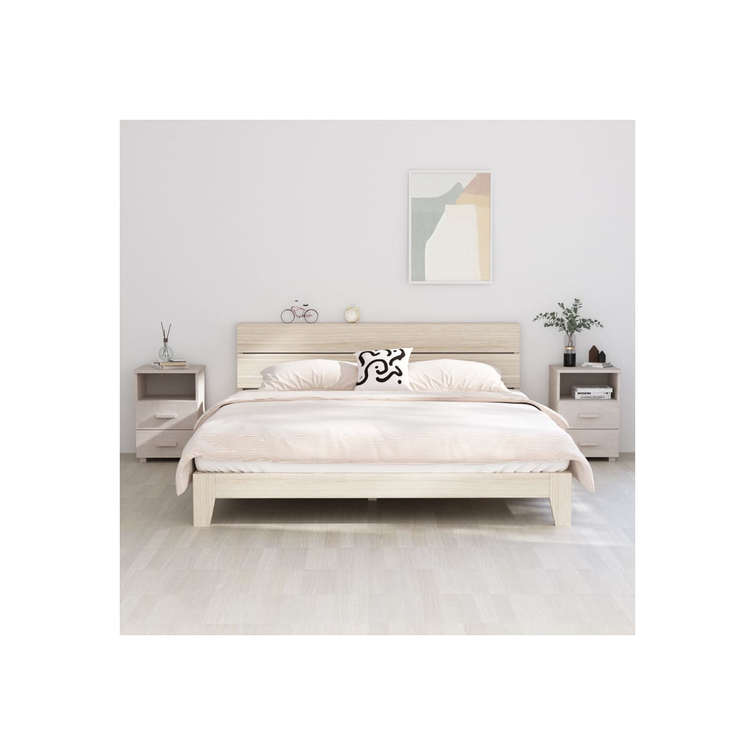 vidaXL Bedside Cabinets HAMAR 2 pcs White 40x35x62 cm Solid Wood