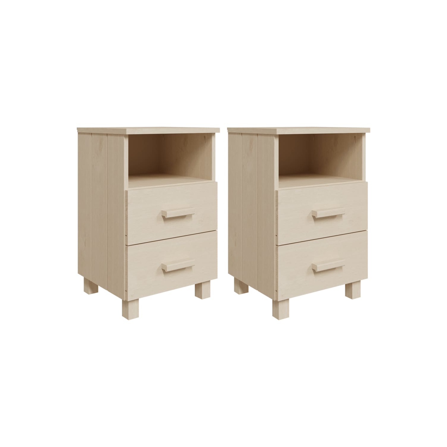 vidaXL Bedside Cabinets HAMAR 2 pcs Honey Brown 40x35x62 cm Solid Wood