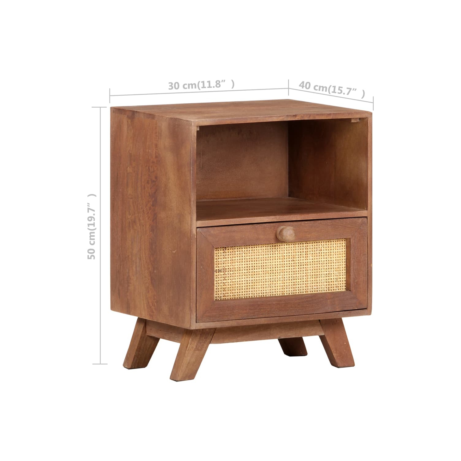 vidaXL Bedside Cabinet 40x30x50 cm Solid Mango Wood