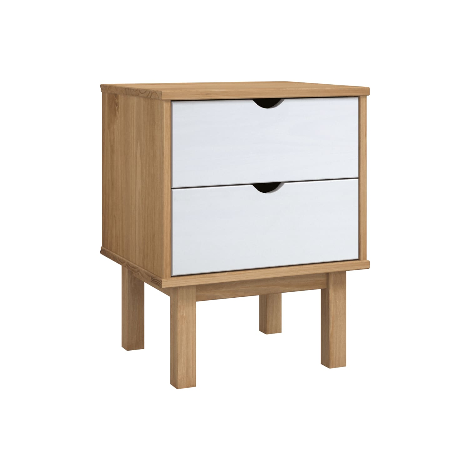 vidaXL Bedside Cabinet OTTA Brown&White 46x39.5x57cm Solid Wood Pine