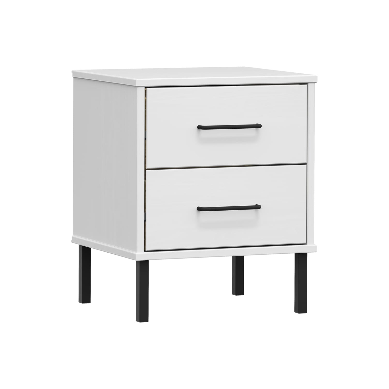 vidaXL Bedside Cabinet with Metal Legs White Solid Wood Pine OSLO