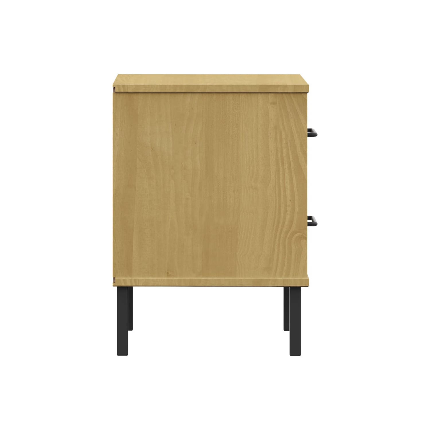 vidaXL Bedside Cabinet with Metal Legs Brown Solid Wood Pine OSLO
