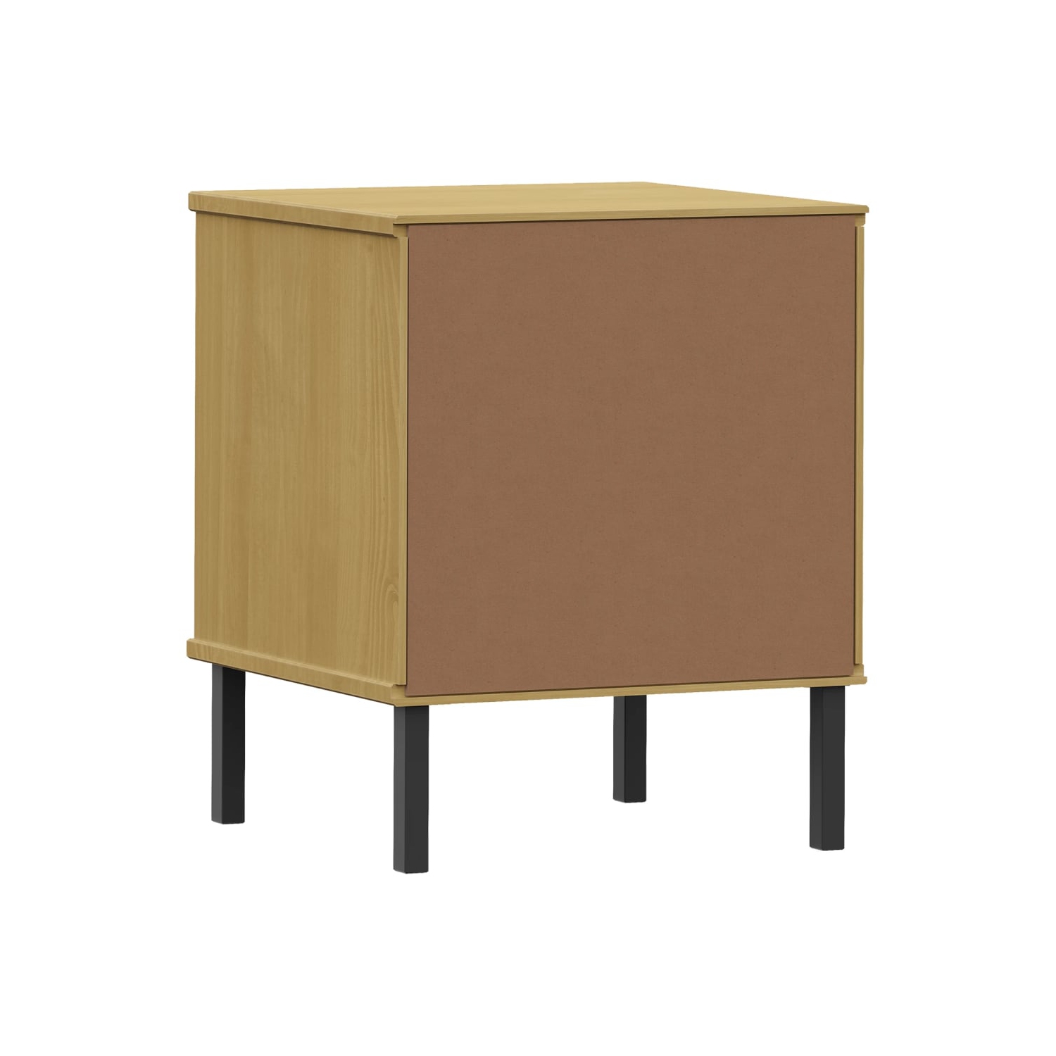 vidaXL Bedside Cabinet with Metal Legs Brown Solid Wood Pine OSLO