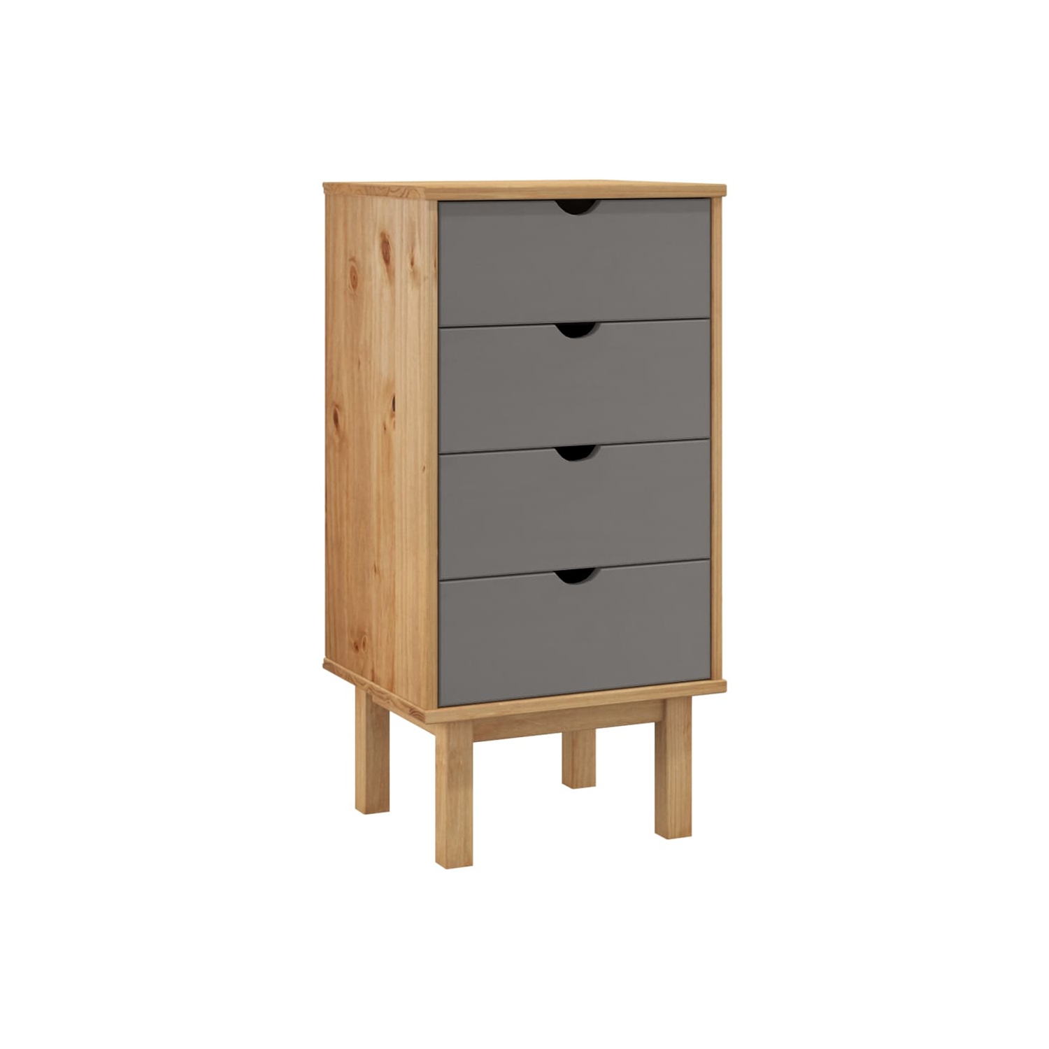 vidaXL Drawer Cabinet OTTA Brown&Grey 45x39x90cm Solid Wood Pine