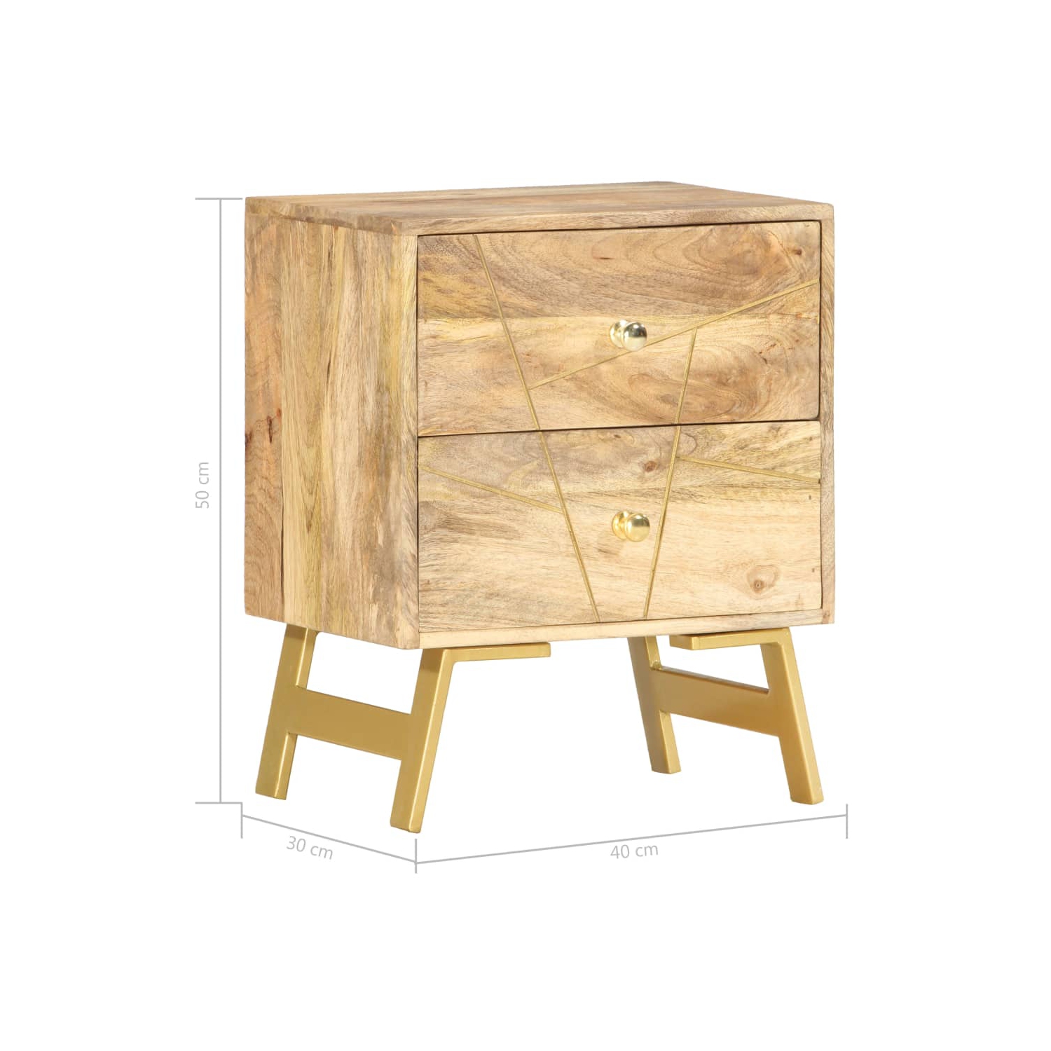 vidaXL Bedside Cabinet 40x30x50 cm Solid Mango Wood
