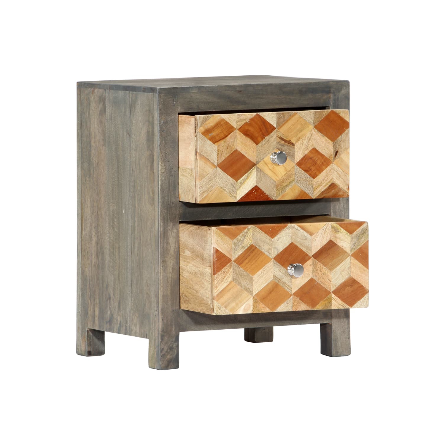 vidaXL Bedside Cabinet Grey 40x30x50 cm Solid Mango Wood
