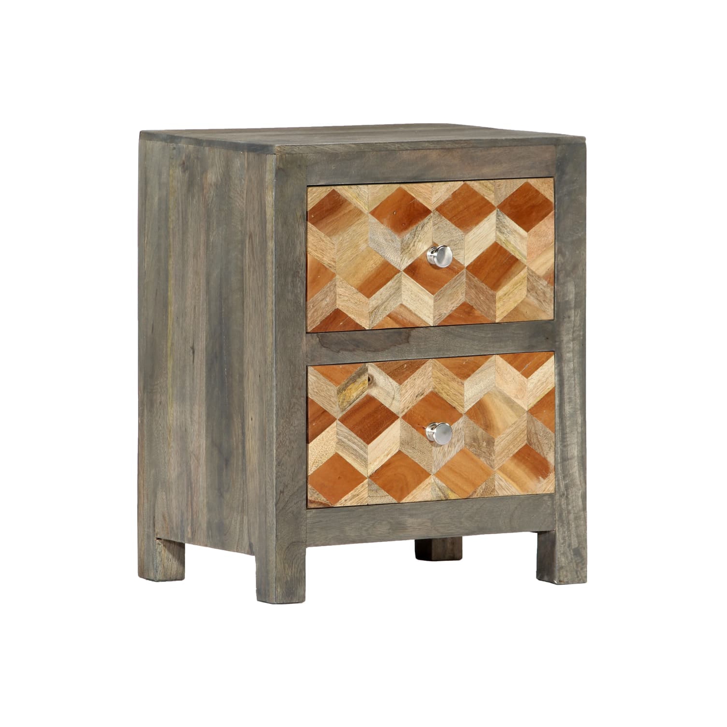 vidaXL Bedside Cabinet Grey 40x30x50 cm Solid Mango Wood