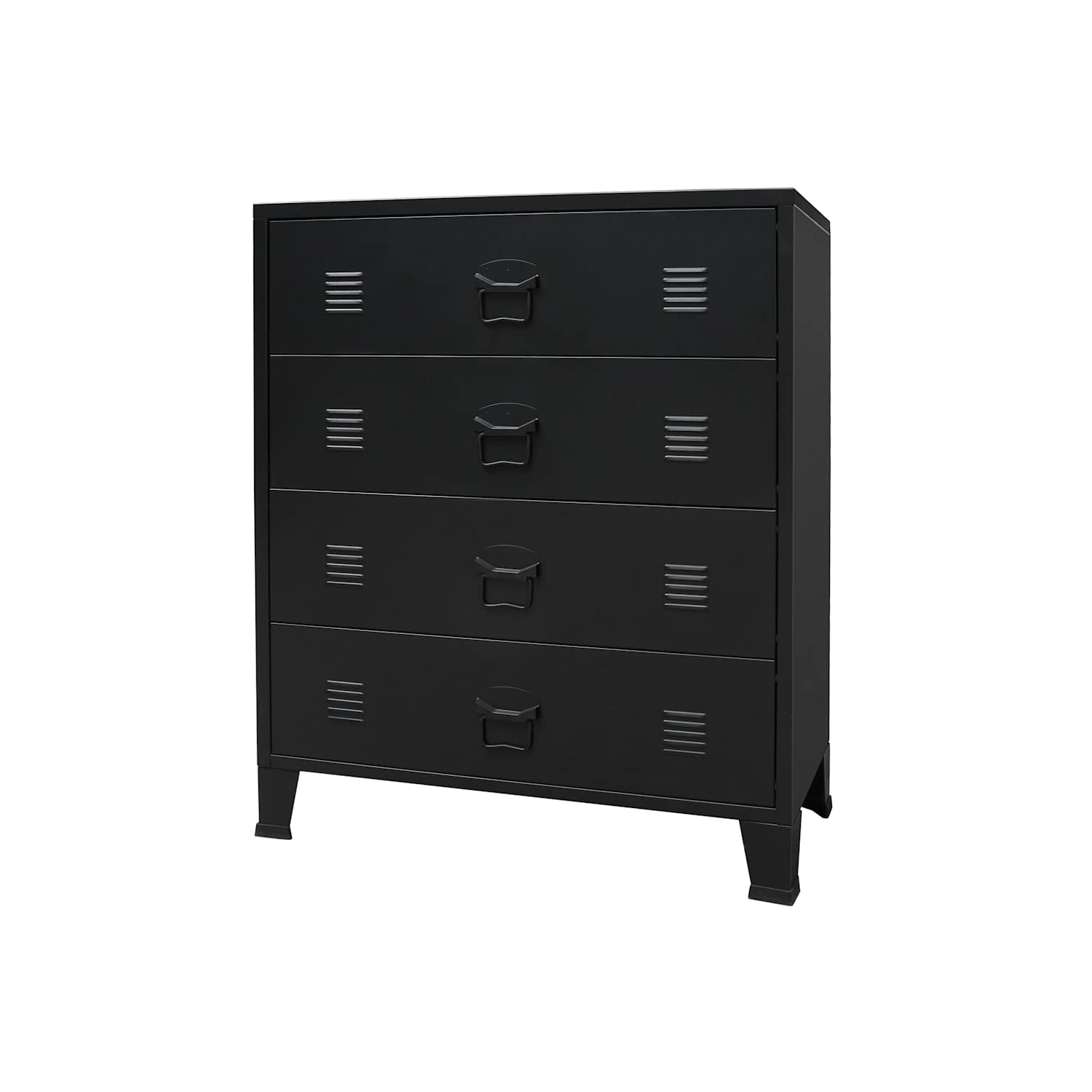 vidaXL Metal Storage Cabinet with 4 Drawers & Name Tag Holders, 30.7x15.8x36.6 Inches Black