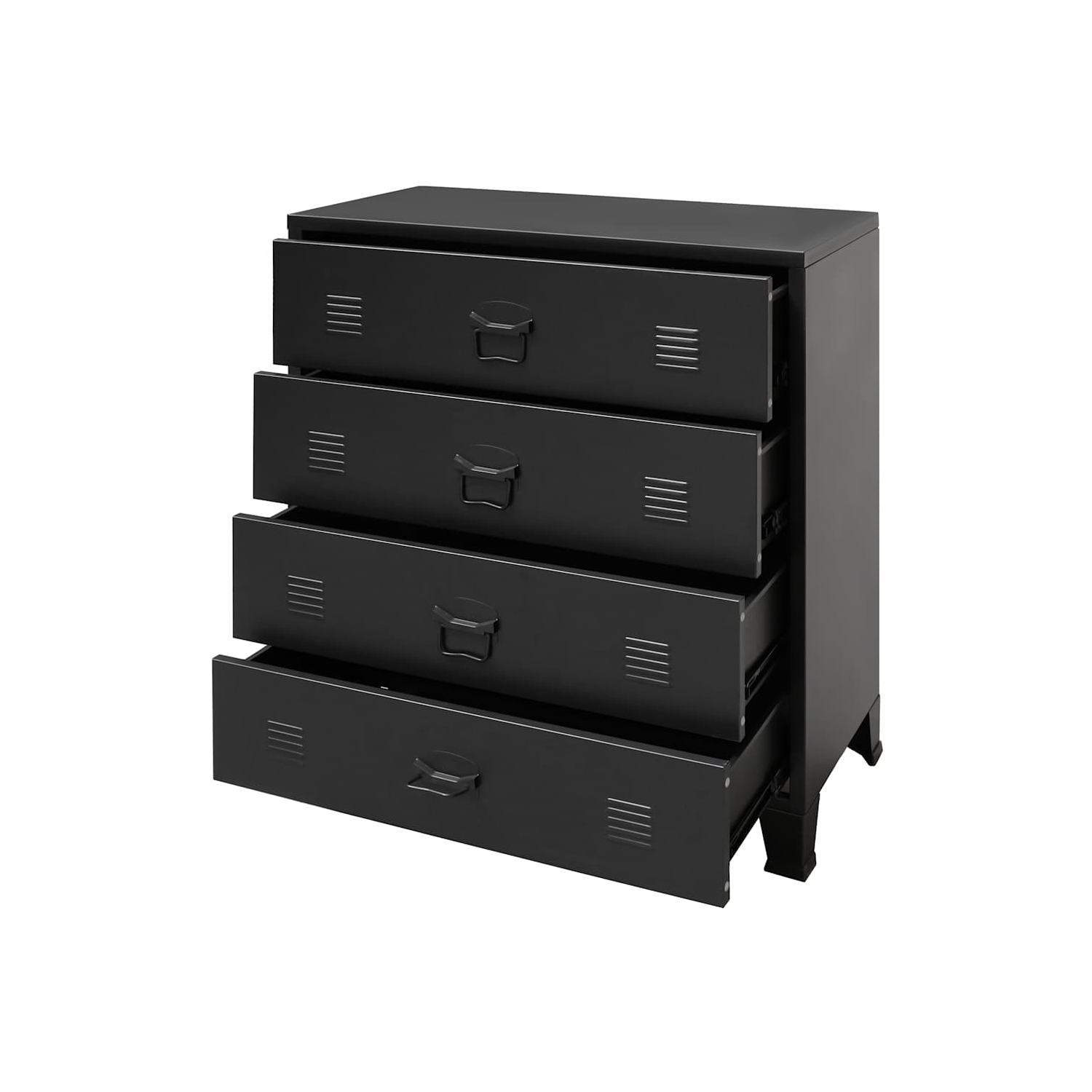 vidaXL Metal Storage Cabinet with 4 Drawers & Name Tag Holders, 30.7x15.8x36.6 Inches Black