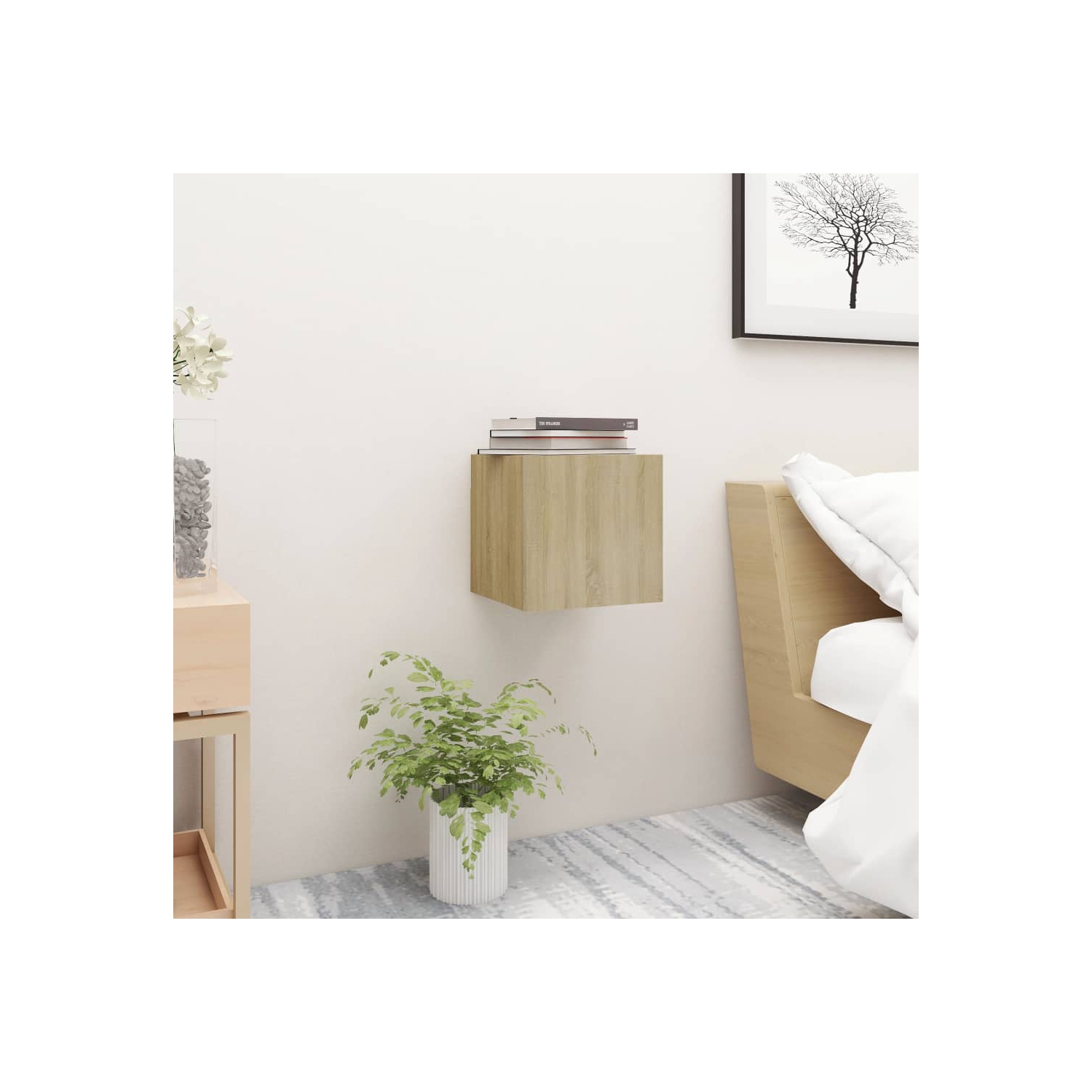 vidaXL Bedside Cabinet Sonoma Oak 30.5x30x30 cm Engineered Wood