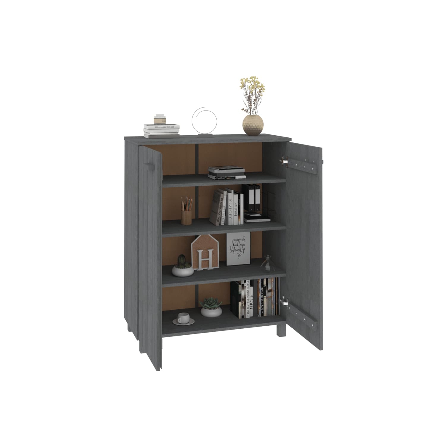 vidaXL Shoe Cabinet HAMAR Dark Grey 85x40x108 cm Solid Wood Pine