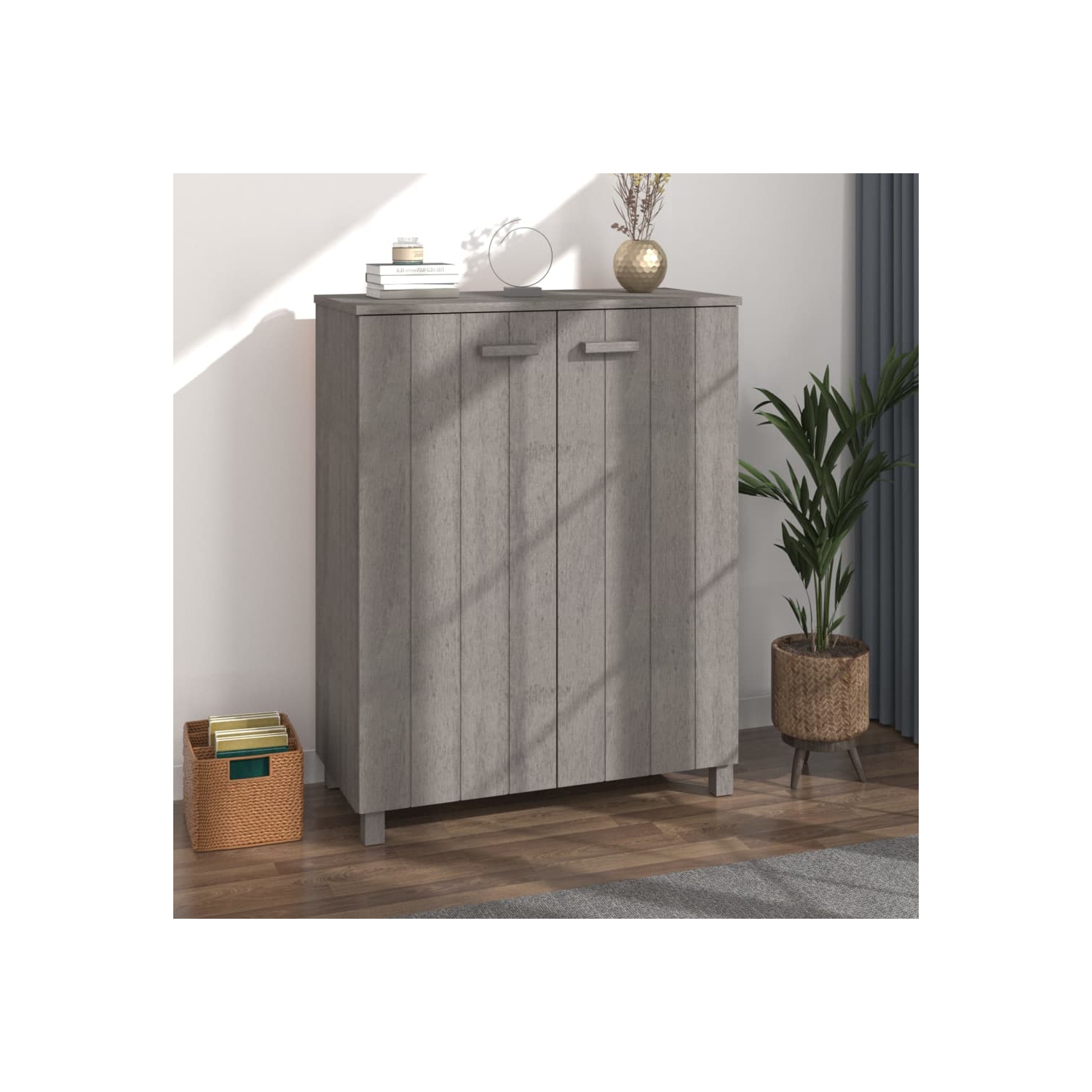vidaXL Shoe Cabinet HAMAR Light Grey 85x40x108 cm Solid Wood Pine
