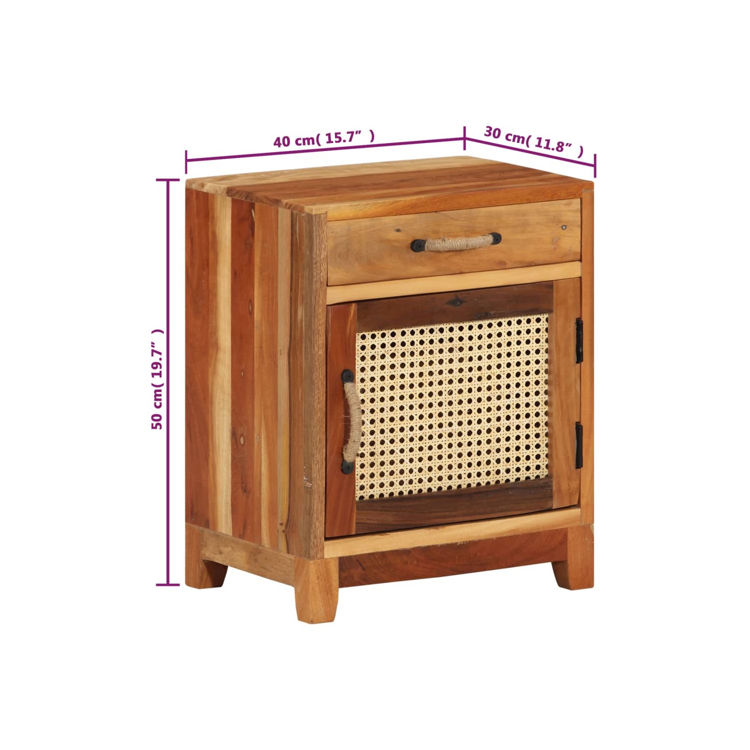 vidaXL Bedside Cabinet 40x30x50 cm Solid Reclaimed Wood