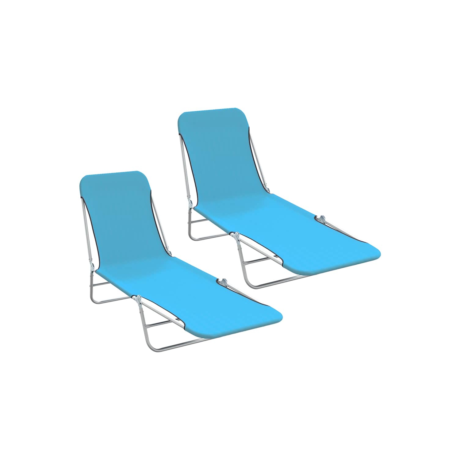 2 chaises longues pliantes vidaXL acier et tissu bleu