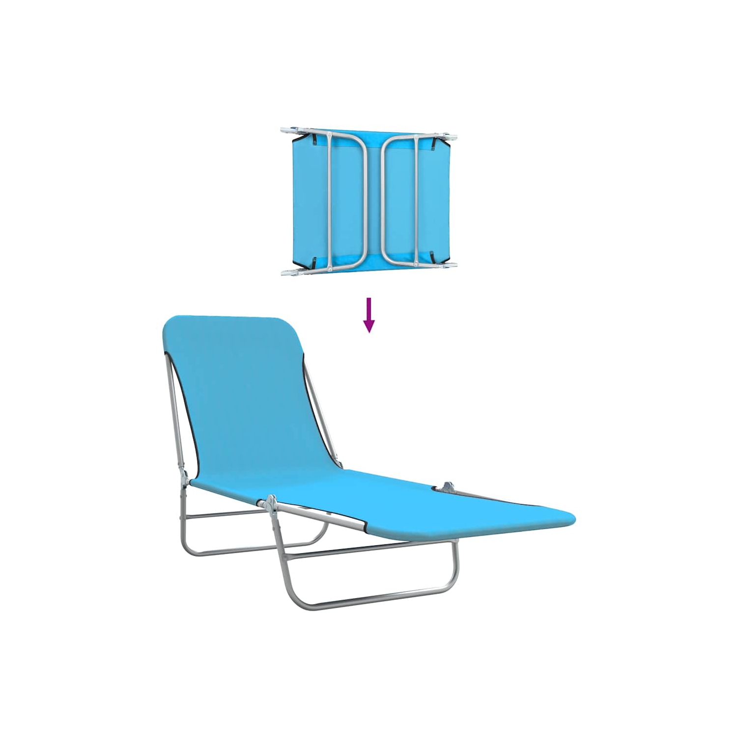 2 chaises longues pliantes vidaXL acier et tissu bleu