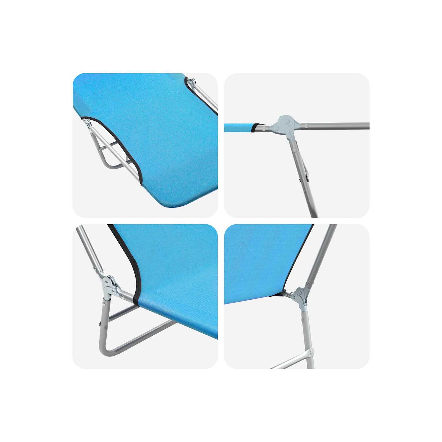 2 chaises longues pliantes vidaXL acier et tissu bleu