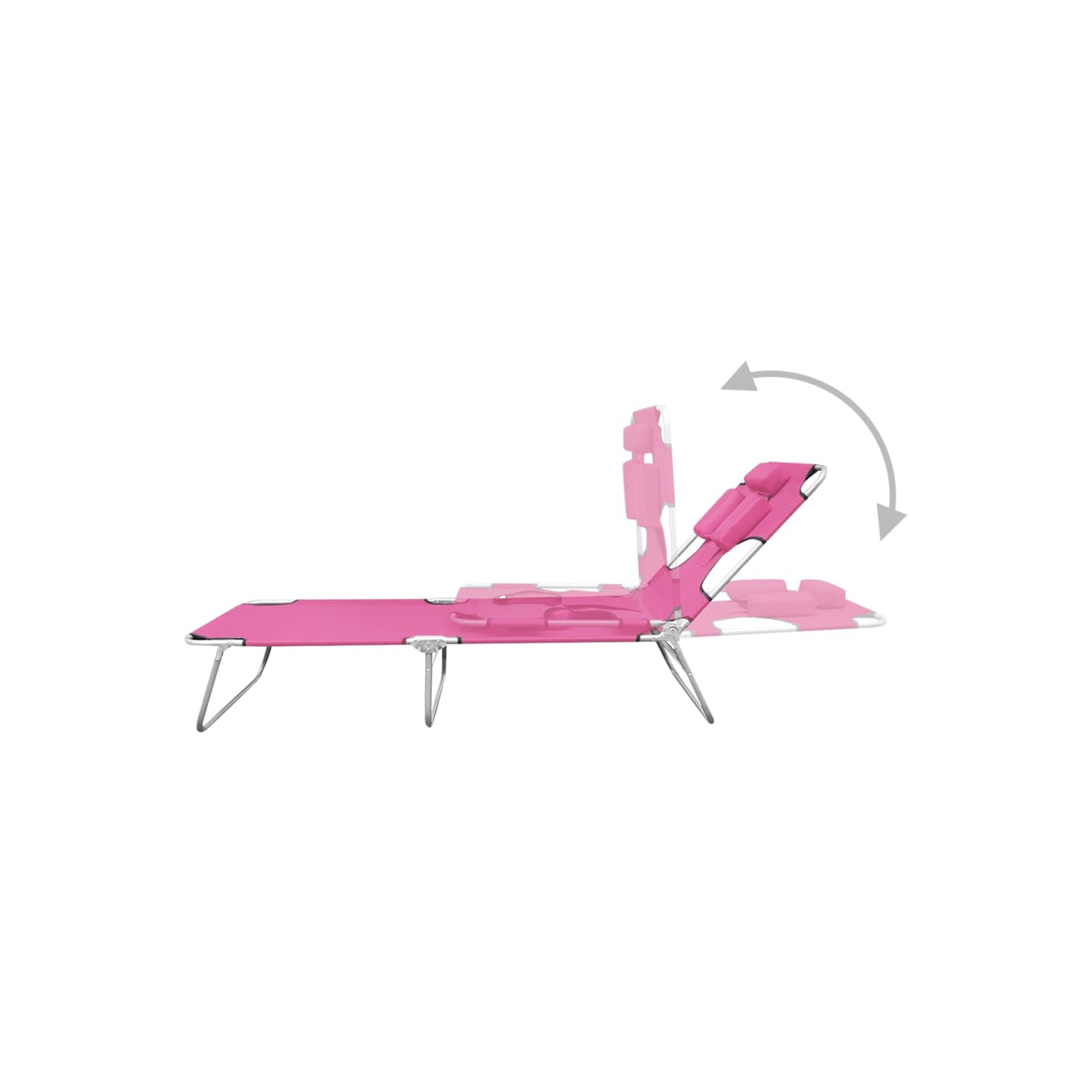 vidaXL Folding Sun Lounger with Head Cushion Steel Magento Pink