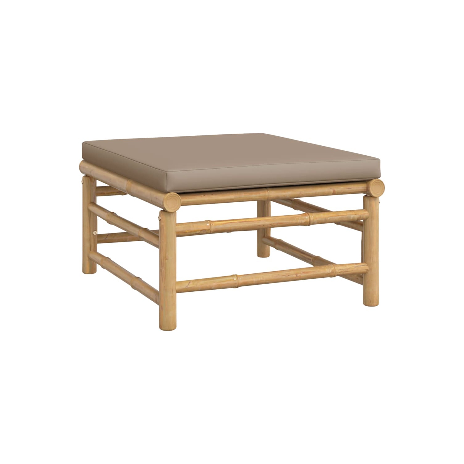 vidaXL Garden Footstool with Taupe Cushion Bamboo