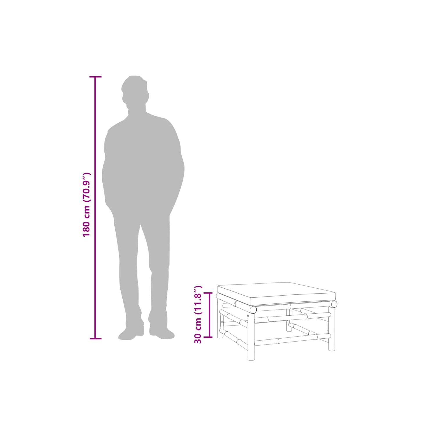 vidaXL Garden Footstool with Taupe Cushion Bamboo