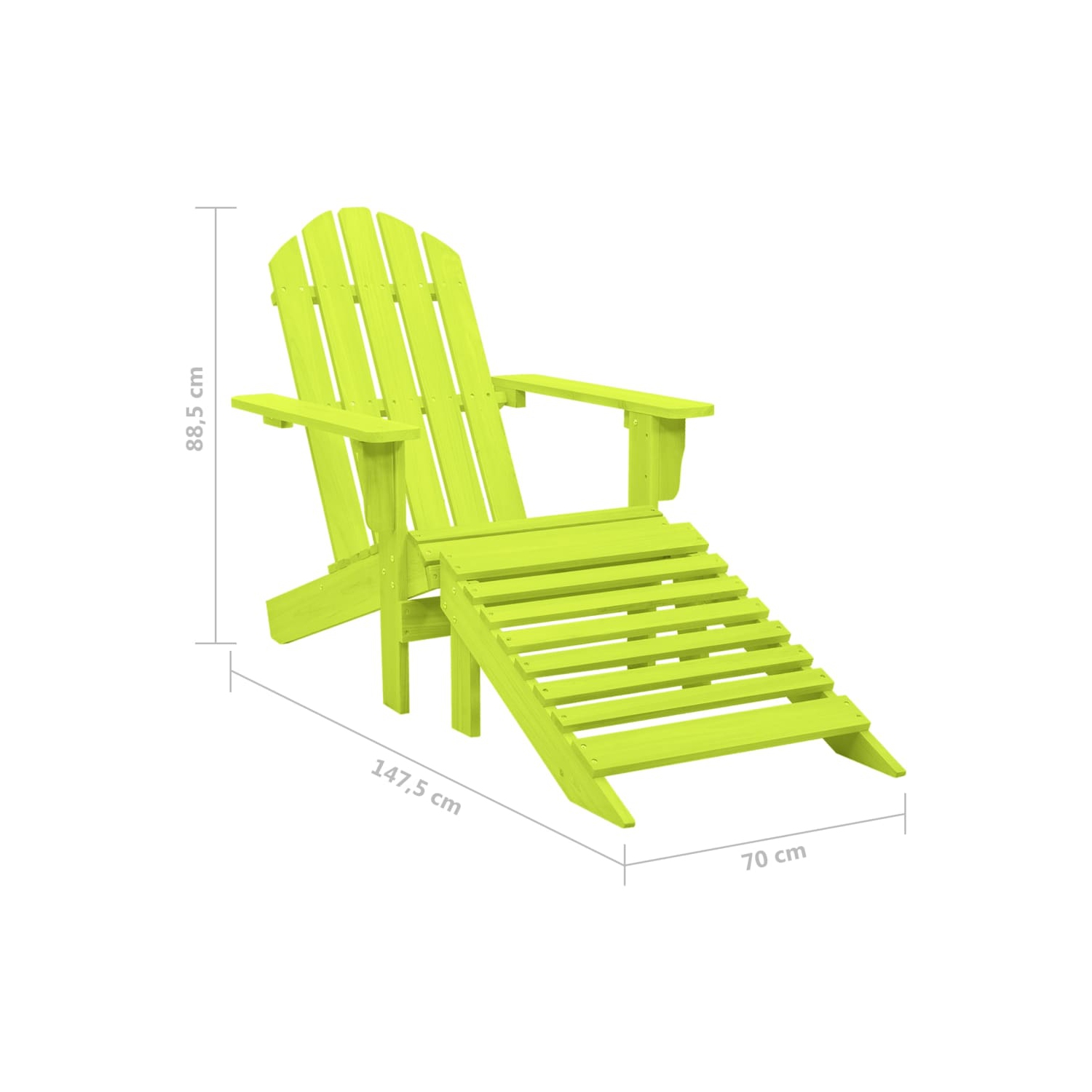 Fauteuil Adirondack Garden avec pouf en bois de sapin massif vert