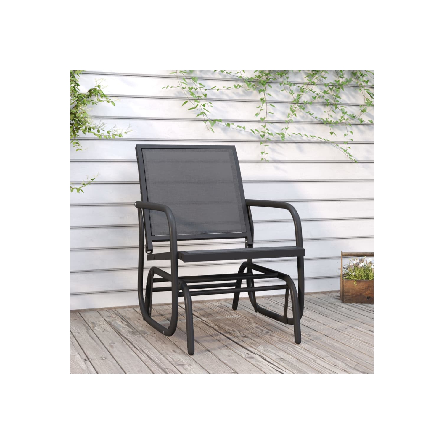 Fauteuil coulissant de jardin de vidaXL - Noir 61x76x87 cm textilène et acier