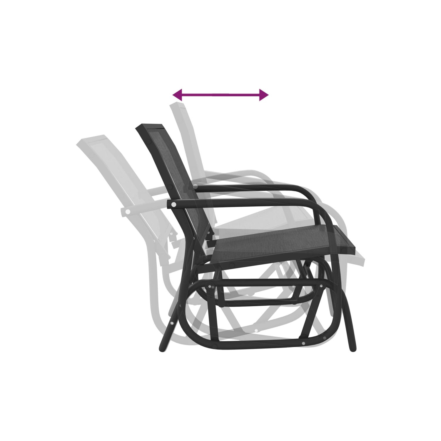 Fauteuil coulissant de jardin de vidaXL - Noir 61x76x87 cm textilène et acier