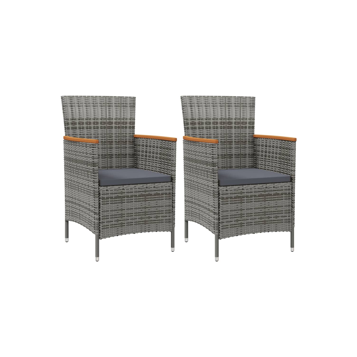 vidaXL Garden Dining Chairs 2 pcs Poly Rattan Grey