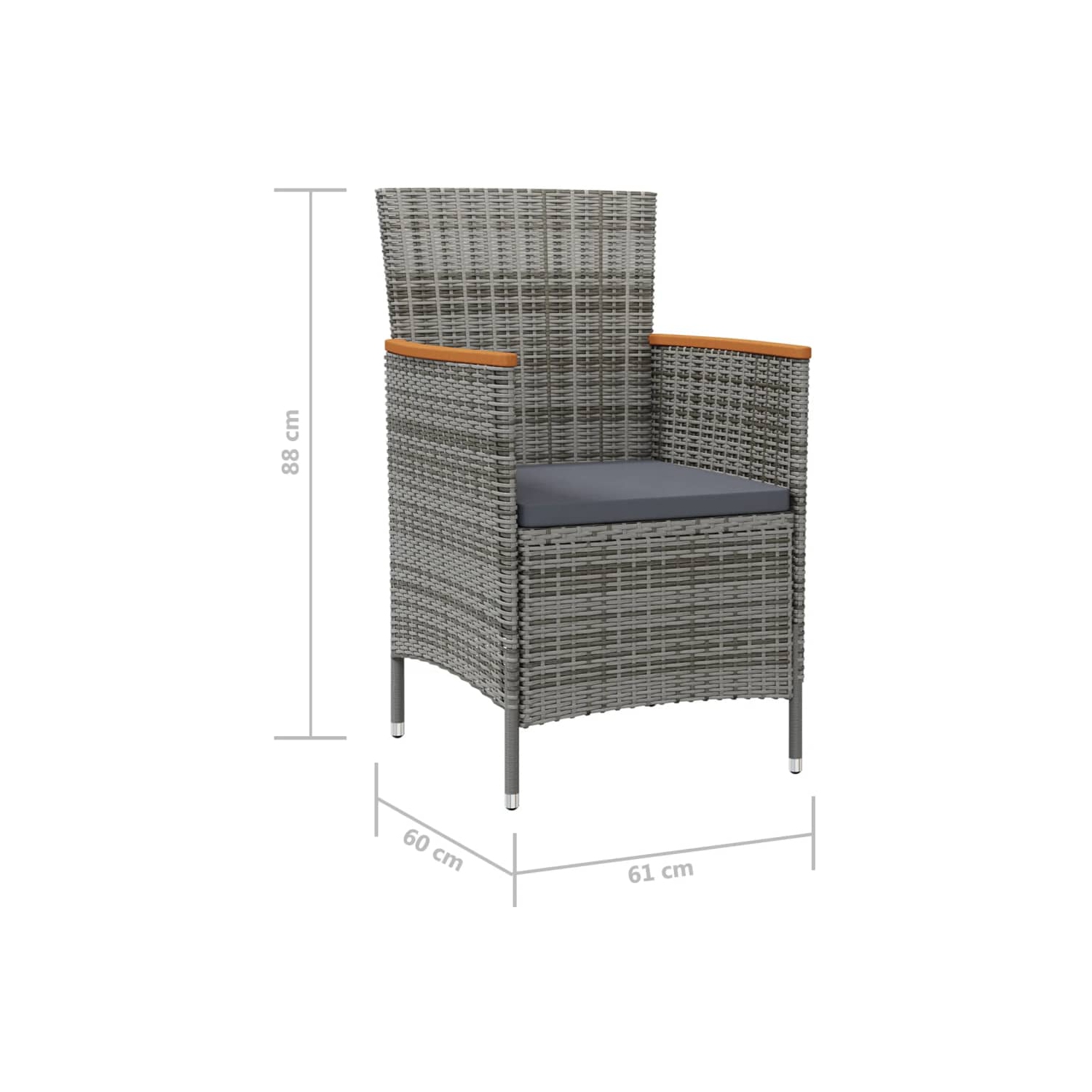 vidaXL Garden Dining Chairs 2 pcs Poly Rattan Grey