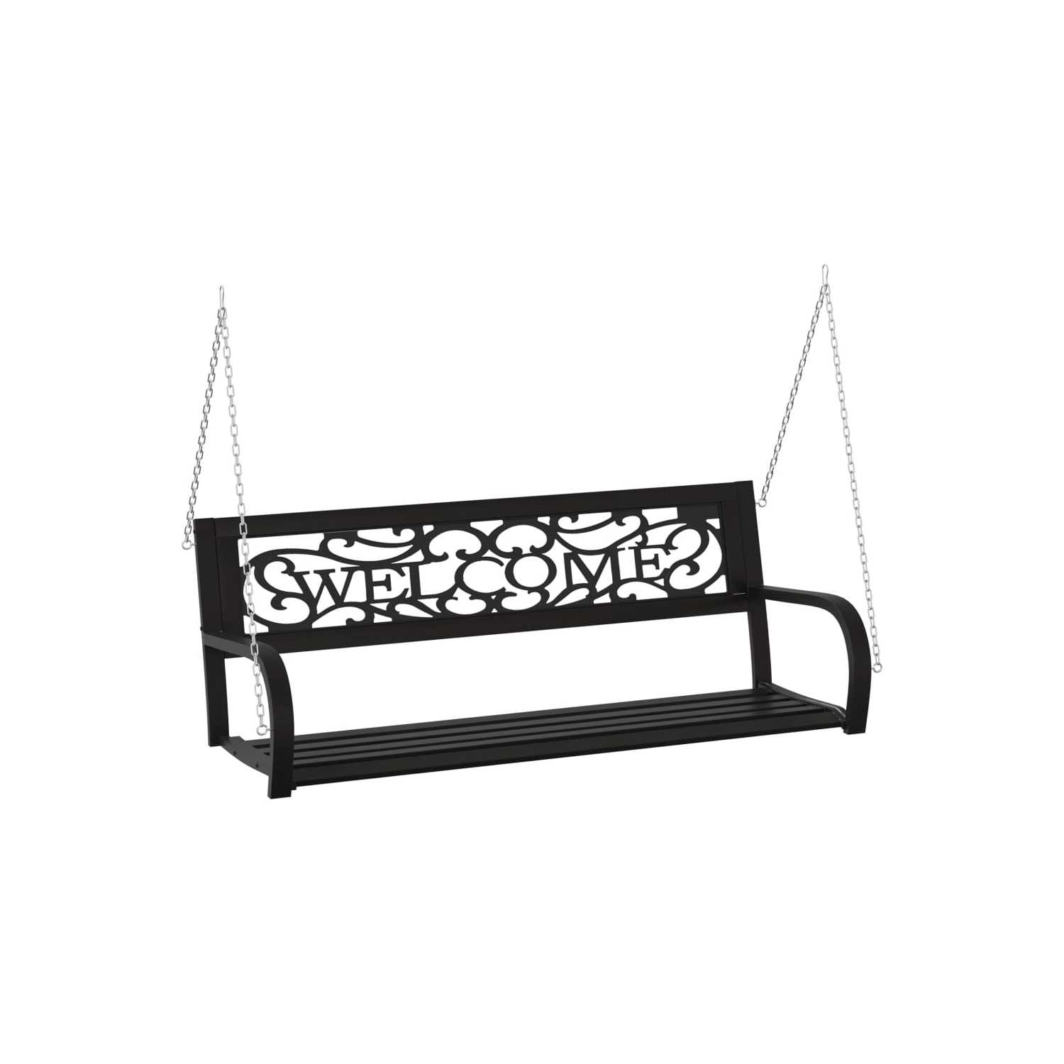 vidaXL Garden Swing Bench 125 cm Steel and Plastic Black