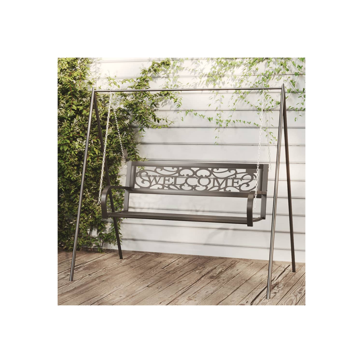 vidaXL Garden Swing Bench 125 cm Steel and Plastic Black