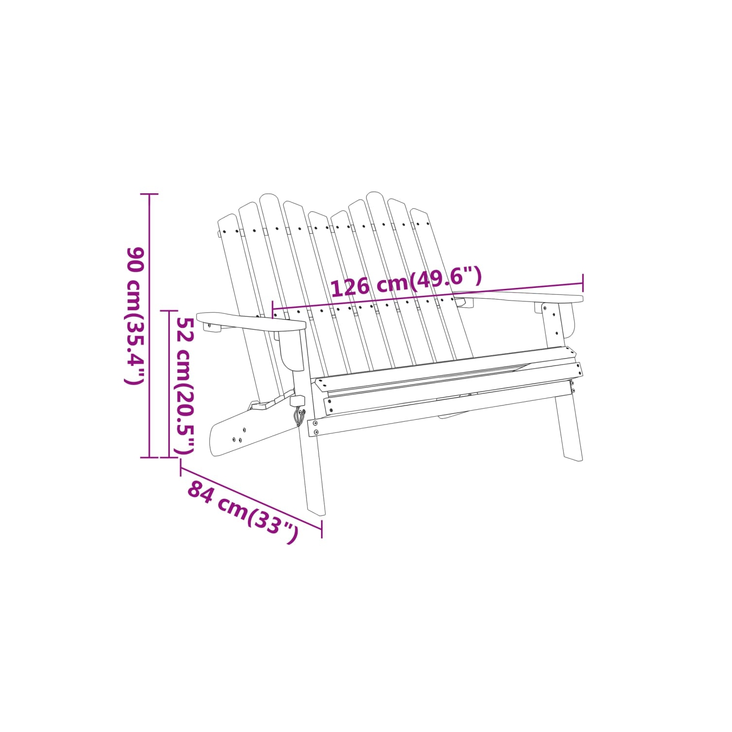 vidaXL Adirondack Garden Bench 126 cm Solid Wood Acacia