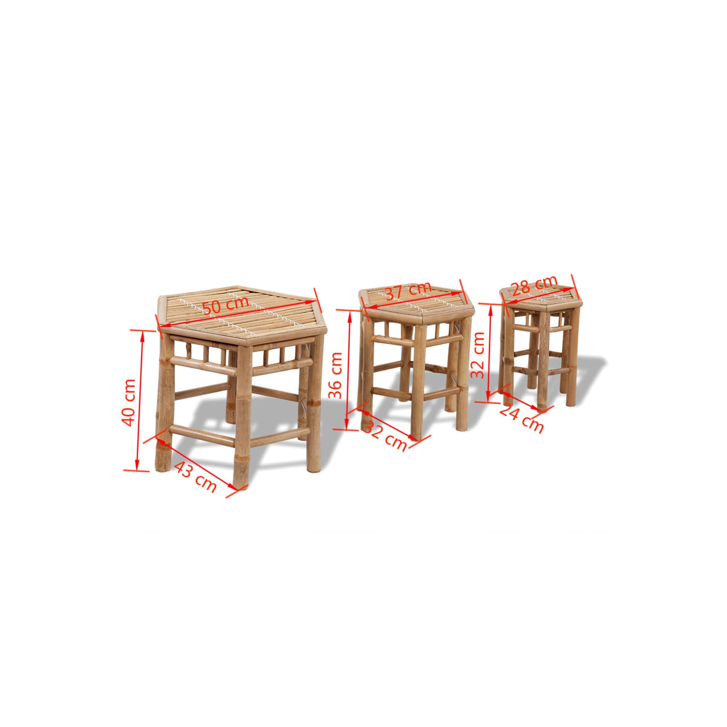 vidaXL Garden Stools 3 pcs Bamboo