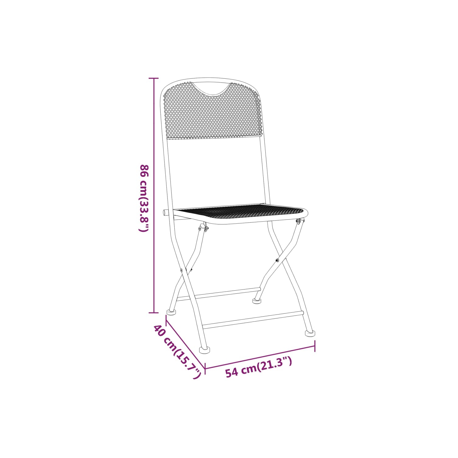 vidaXL Folding Garden Chairs 2 pcs Expanded Metal Mesh Anthracite