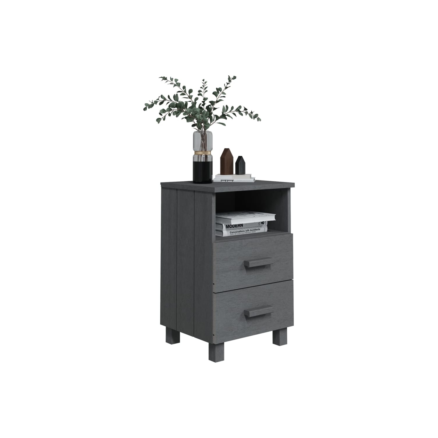 vidaXL Bedside Cabinet HAMAR Dark Grey 40x35x62 cm Solid Wood Pine