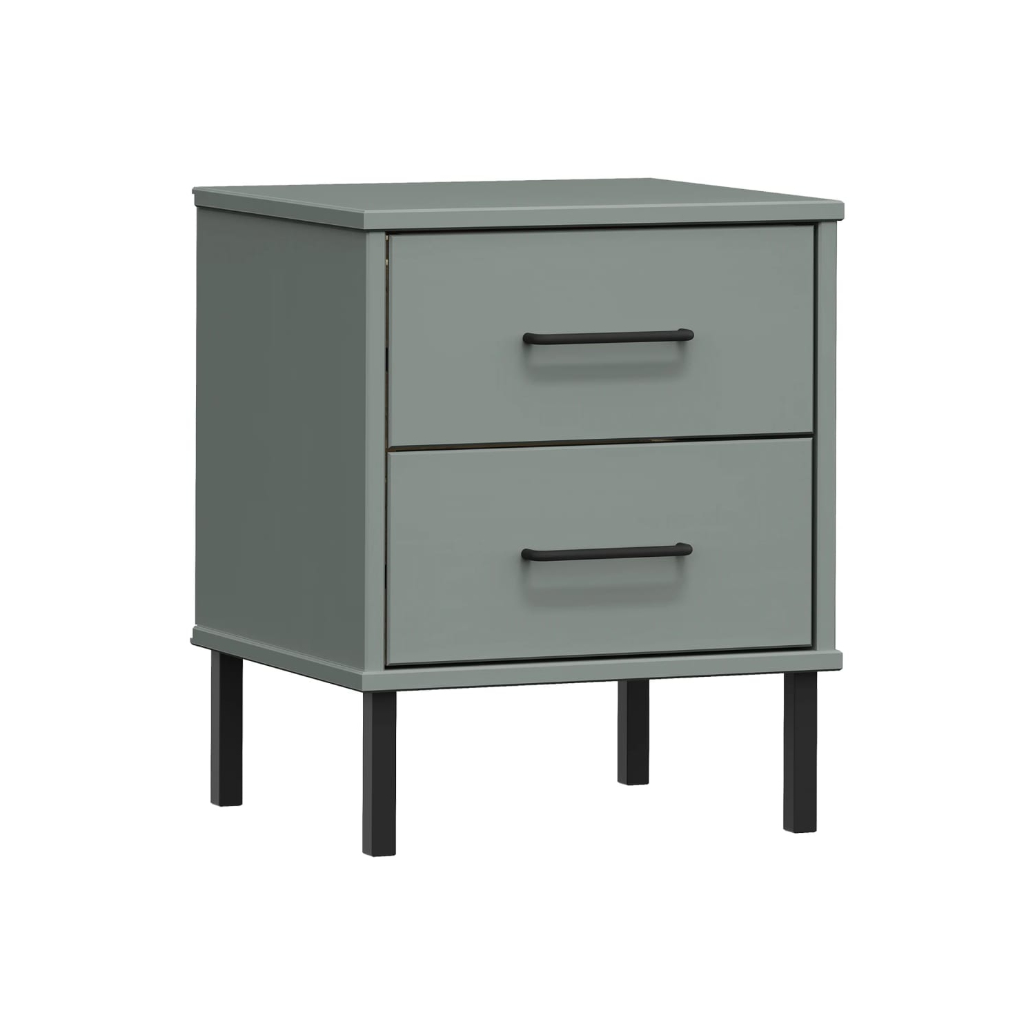vidaXL Bedside Cabinet with Metal Legs Grey Solid Wood Pine OSLO