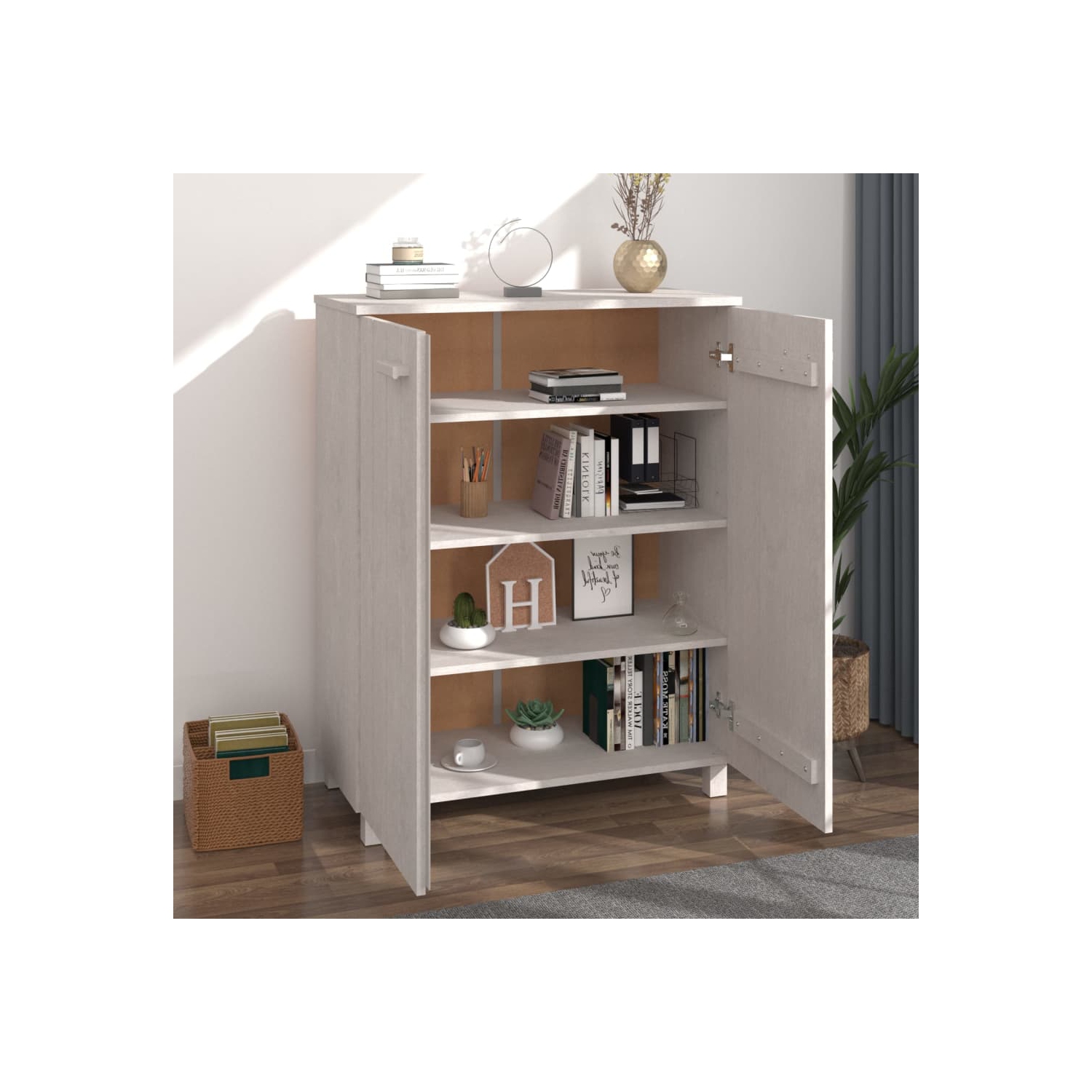vidaXL Shoe Cabinet HAMAR White 85x40x108 cm Solid Wood Pine