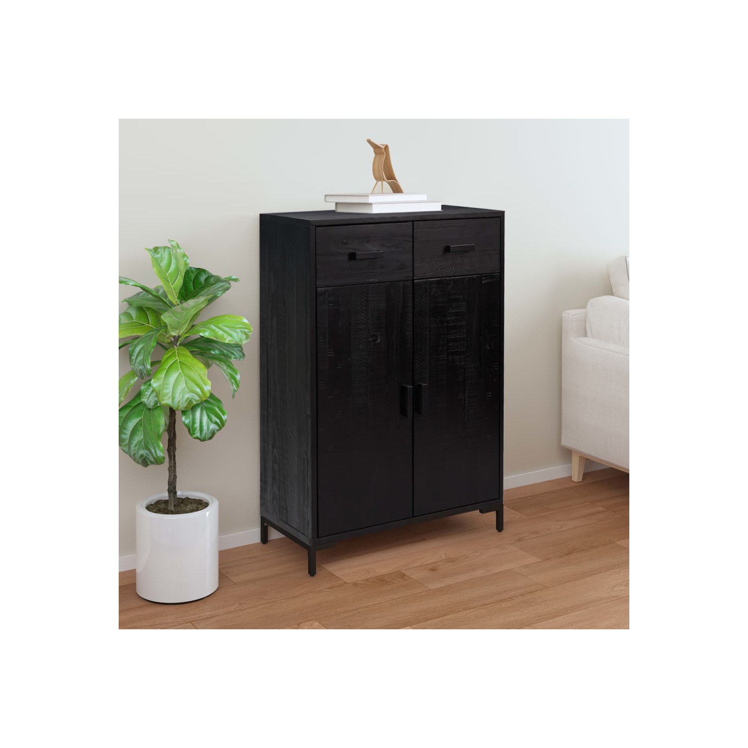 Support à chaussures vidaXL noir 75 x 40 x 40 x 40 po 110 cm, bois massif